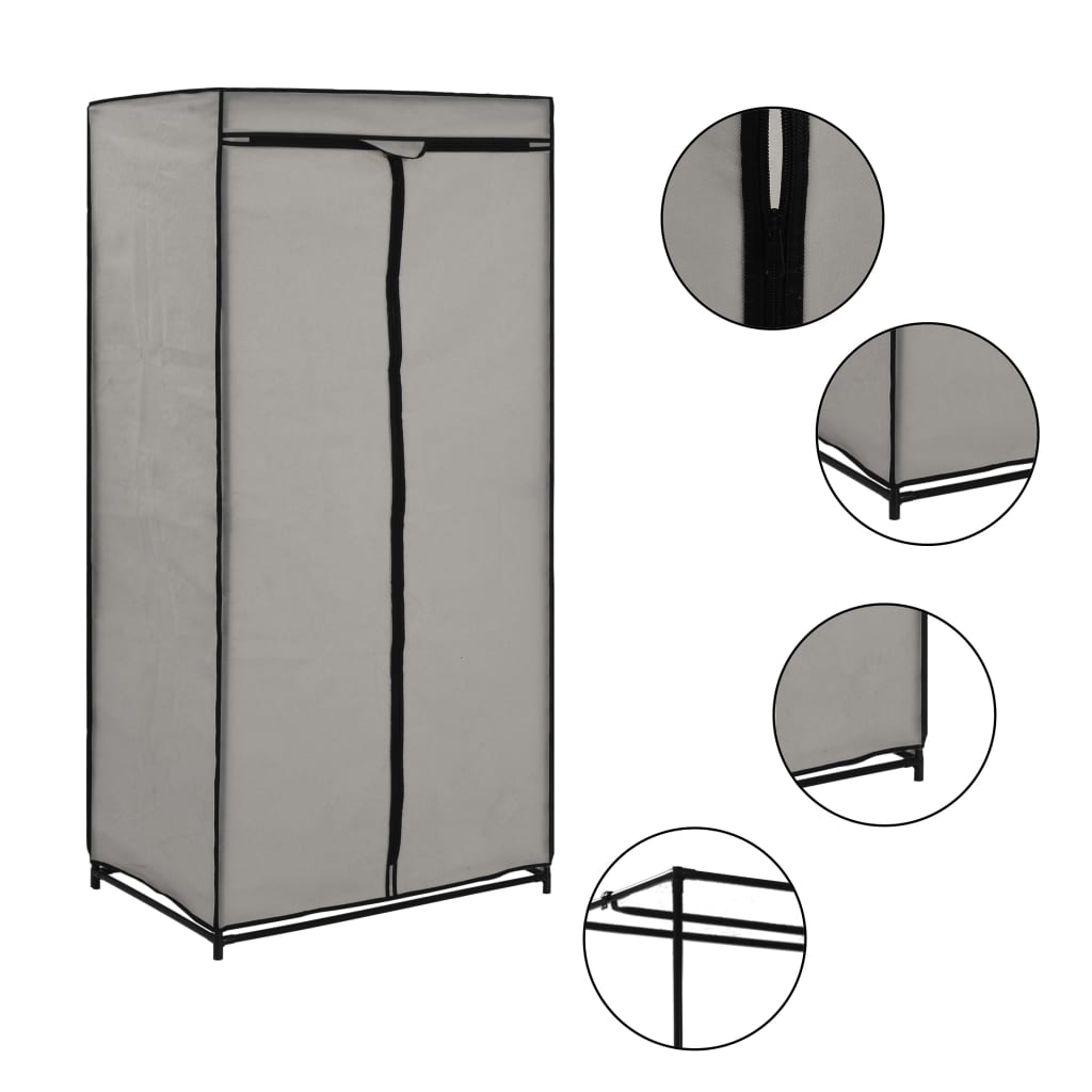 Wardrobes 2 pcs Grey 75x50x160 cm