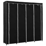 Wardrobe with 4 Compartments Black 175x45x170 cm - Front View