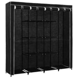 Wardrobe with 4 Compartments Black 175x45x170 cm - Side View