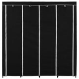 Wardrobe with 4 Compartments Black 175x45x170 cm - Top-Down View