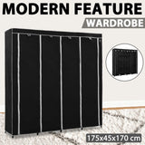 Wardrobe with 4 Compartments Black 175x45x170 cm - Extra Image