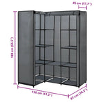 Corner Wardrobe Grey 130x87x169 cm