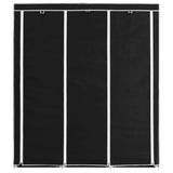Wardrobe with Compartments and Rods Black 150x45x175 cm Fabric - Side View
