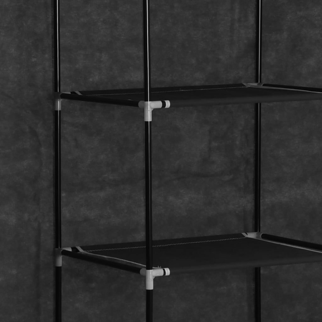 Wardrobe with Compartments and Rods Black 150x45x175 cm Fabric