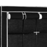 Wardrobe with Compartments and Rods Black 150x45x175 cm Fabric - Rear View