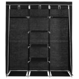 Wardrobe with Compartments and Rods Black 150x45x175 cm Fabric