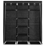 Wardrobe with Compartments and Rods Black 150x45x175 cm Fabric - Low Angle