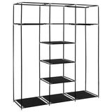 Wardrobe with Compartments and Rods Black 150x45x175 cm Fabric - Extra Image