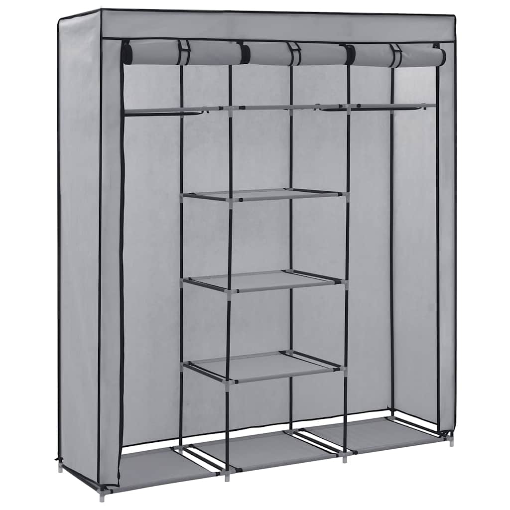 Wardrobe with Compartments and Rods Grey 150x45x175 cm Fabric