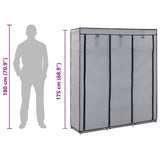 Wardrobe with Compartments and Rods Grey 150x45x175 cm Fabric - Extra Image