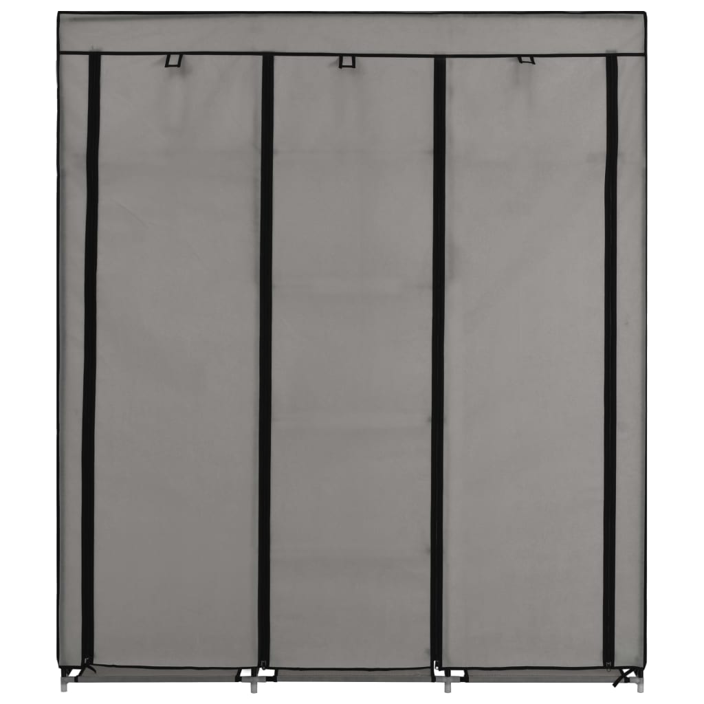 Wardrobe with Compartments and Rods Grey 150x45x175 cm Fabric