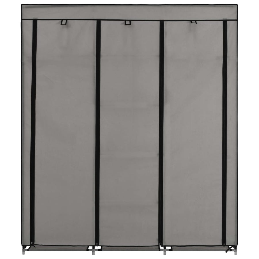 Wardrobe with Compartments and Rods Grey 150x45x175 cm Fabric