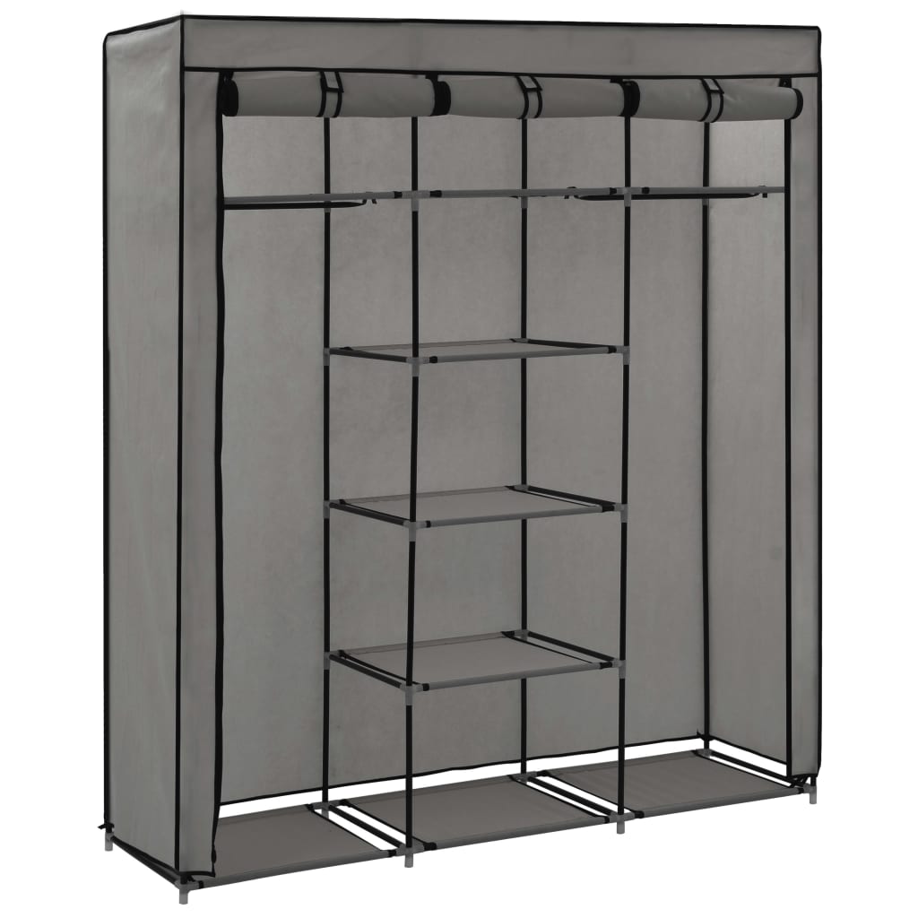Wardrobe with Compartments and Rods Grey 150x45x175 cm Fabric