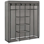 Wardrobe with Compartments and Rods Grey 150x45x175 cm Fabric