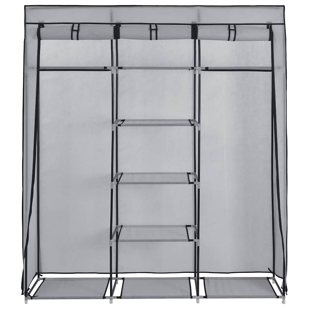Wardrobe with Compartments and Rods Grey 150x45x175 cm Fabric