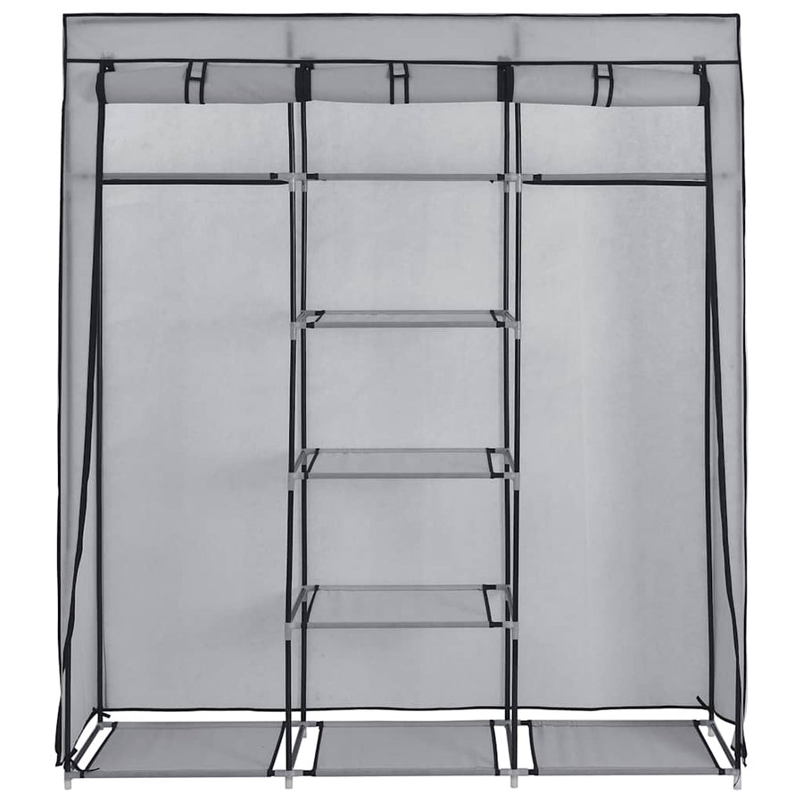 Wardrobe with Compartments and Rods Grey 150x45x175 cm Fabric