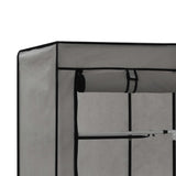 Wardrobe with Compartments and Rods Grey 150x45x175 cm Fabric - Rear View