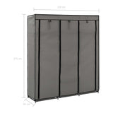 Wardrobe with Compartments and Rods Grey 150x45x175 cm Fabric