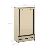 Wardrobe Cream 87x49x159 cm Fabric - Low Angle