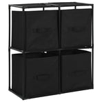 Storage Cabinet with 4 Fabric Baskets Black 63x30x71 cm Steel