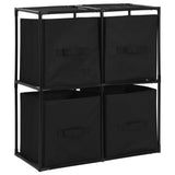 Storage Cabinet with 4 Fabric Baskets Black 63x30x71 cm Steel - Front View