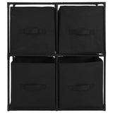 Storage Cabinet with 4 Fabric Baskets Black 63x30x71 cm Steel - Side View