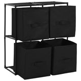 Storage Cabinet with 4 Fabric Baskets Black 63x30x71 cm Steel - Top-Down View
