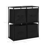 Storage Cabinet with 4 Fabric Baskets Black 63x30x71 cm Steel - Close-Up Angle