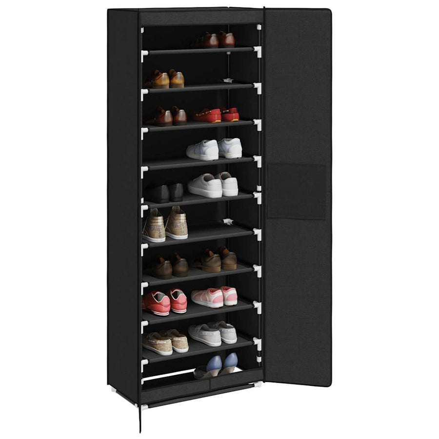 Shoe Cabinet Black 60x30x166 cm Fabric