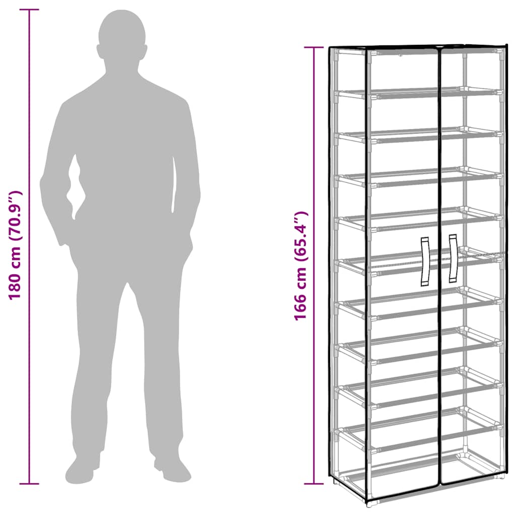 Shoe Cabinet Black 60x30x166 cm Fabric