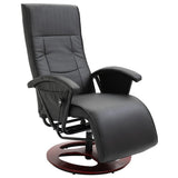 Swivel TV Armchair Black Faux Leather - Front View