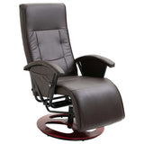 Swivel TV Armchair Brown Faux Leather - Front View