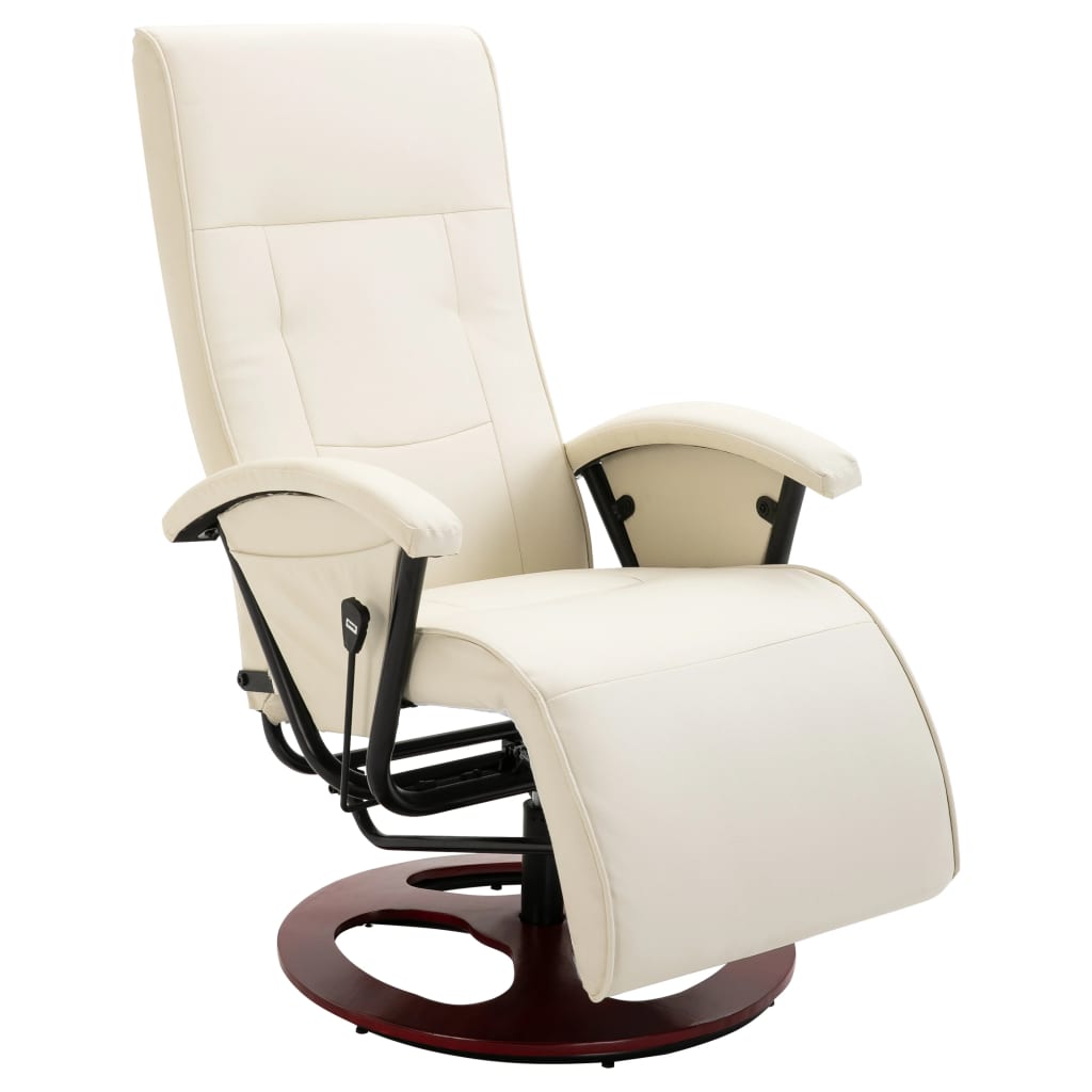 Swivel TV Armchair Cream Faux Leather