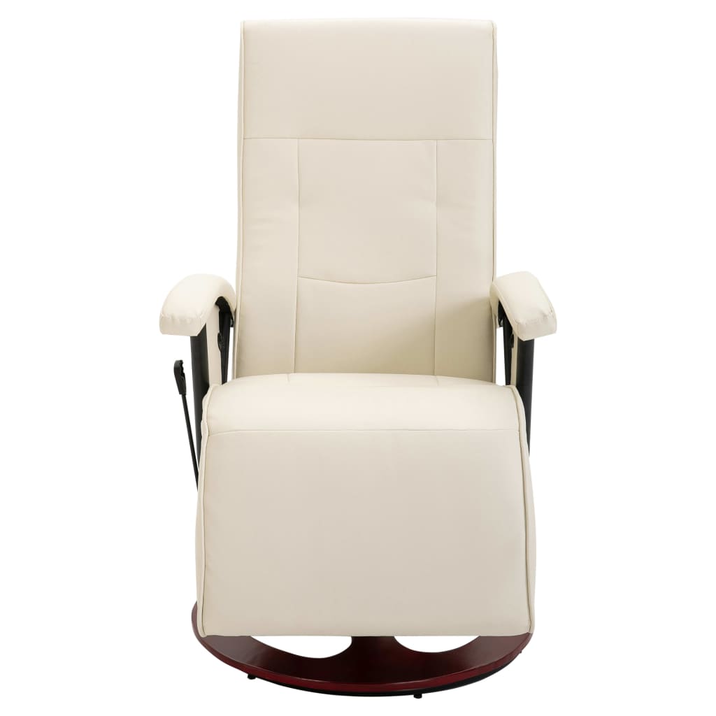 Swivel TV Armchair Cream Faux Leather