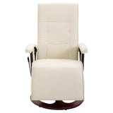 Swivel TV Armchair Cream Faux Leather - Side View