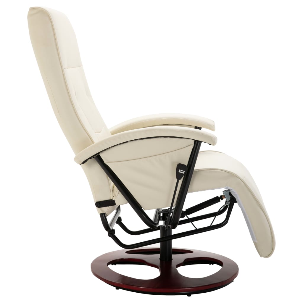 Swivel TV Armchair Cream Faux Leather