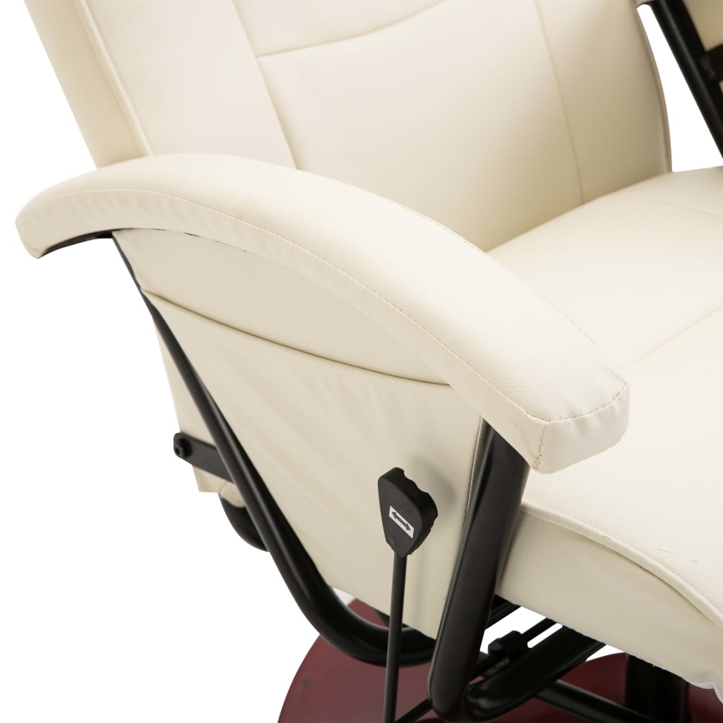 Swivel TV Armchair Cream Faux Leather