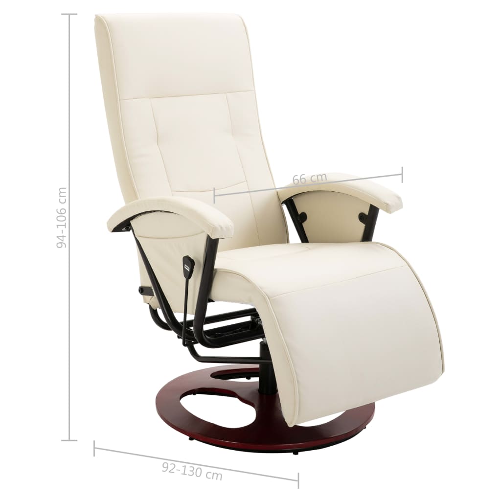 Swivel TV Armchair Cream Faux Leather