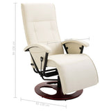 Swivel TV Armchair Cream Faux Leather