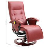 Massage Chair Wine Red Faux Leather - Extra Image