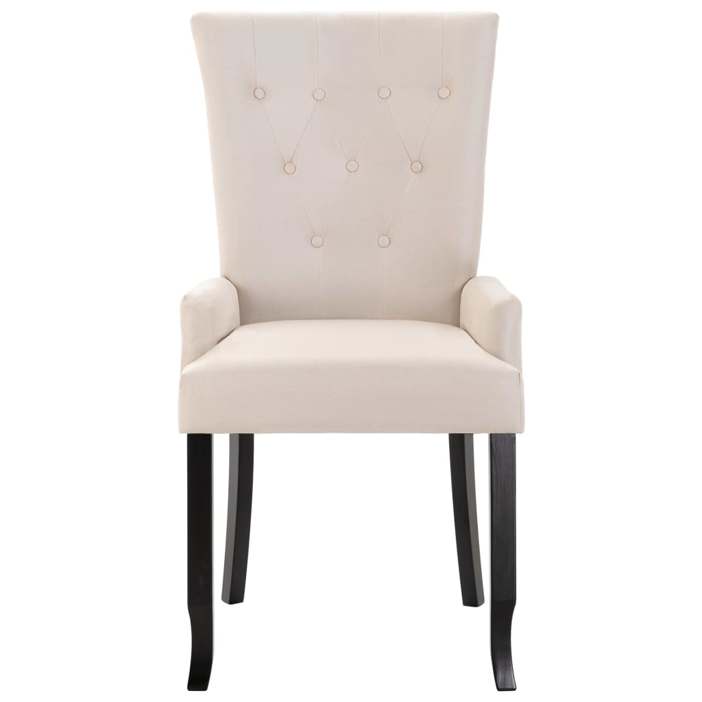 Dining Chair with Armrests Beige Fabric