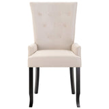 Dining Chair with Armrests Beige Fabric - Side View