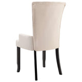 Dining Chair with Armrests Beige Fabric - 45-Degree Angle