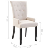 Dining Chair with Armrests Beige Fabric - Low Angle