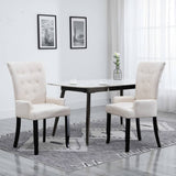 Dining Chair with Armrests Beige Fabric
