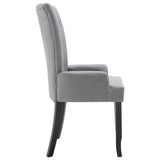 Dining Chair with Armrests Light Grey Fabric - Side View