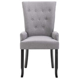 Dining Chair with Armrests Light Grey Fabric