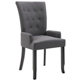 Dining Chair with Armrests Dark Grey Fabric - Front View