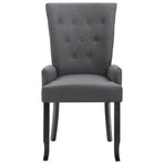 Dining Chair with Armrests Dark Grey Fabric