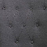 Dining Chair with Armrests Dark Grey Fabric - Close-Up Angle